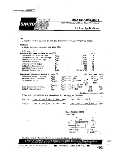 Sanyo 2sc3331  . Electronic Components Datasheets Active components Transistors Sanyo 2sc3331.pdf