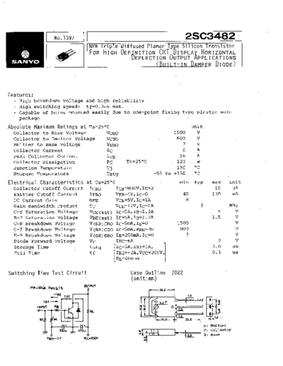 Sanyo 2sc3482  . Electronic Components Datasheets Active components Transistors Sanyo 2sc3482.pdf