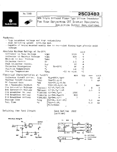 Sanyo 2sc3483  . Electronic Components Datasheets Active components Transistors Sanyo 2sc3483.pdf