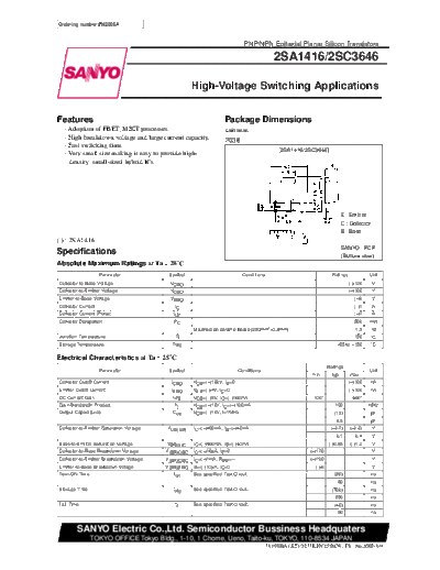Sanyo 2sc3646  . Electronic Components Datasheets Active components Transistors Sanyo 2sc3646.pdf