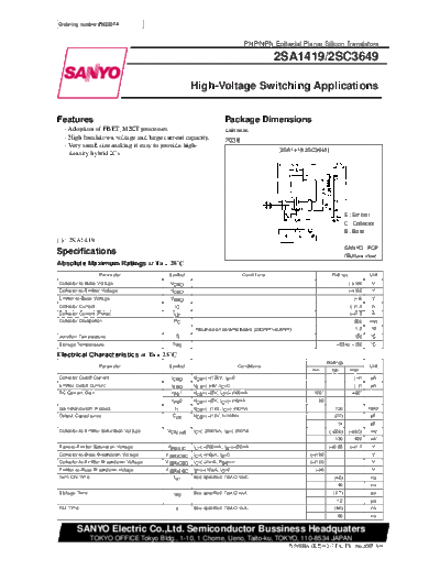 Sanyo 2sc3649  . Electronic Components Datasheets Active components Transistors Sanyo 2sc3649.pdf