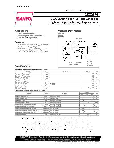 Sanyo 2sc3676  . Electronic Components Datasheets Active components Transistors Sanyo 2sc3676.pdf