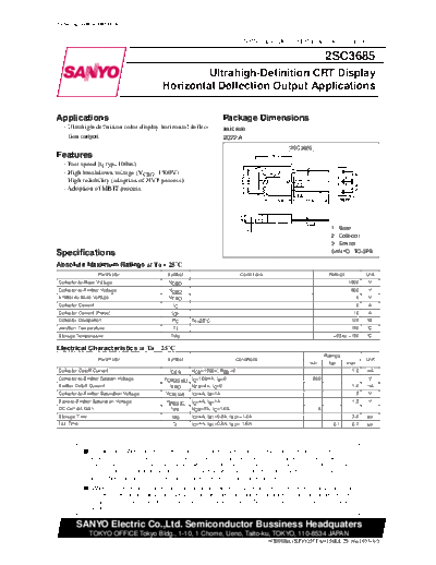 Sanyo 2sc3685  . Electronic Components Datasheets Active components Transistors Sanyo 2sc3685.pdf