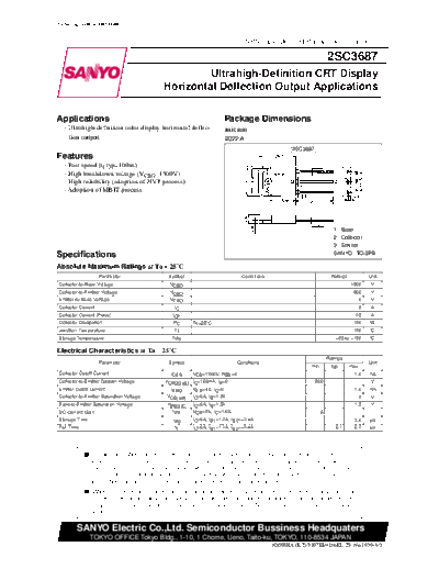 Sanyo 2sc3687  . Electronic Components Datasheets Active components Transistors Sanyo 2sc3687.pdf