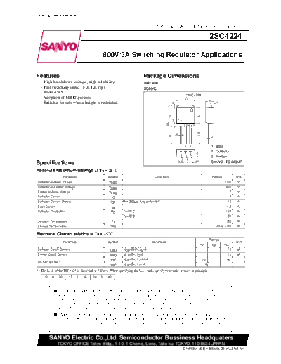 Sanyo 2sc4224  . Electronic Components Datasheets Active components Transistors Sanyo 2sc4224.pdf