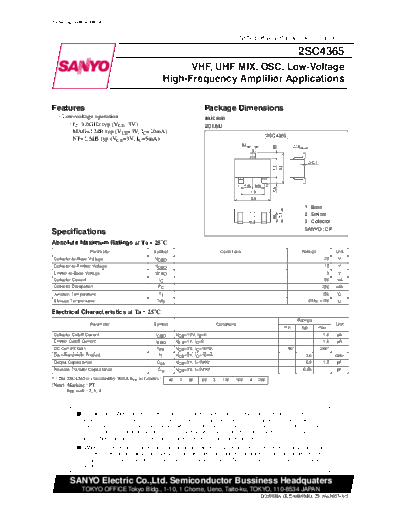 Sanyo 2sc4365  . Electronic Components Datasheets Active components Transistors Sanyo 2sc4365.pdf