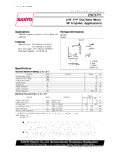 Sanyo 2sc3771  . Electronic Components Datasheets Active components Transistors Sanyo 2sc3771.pdf