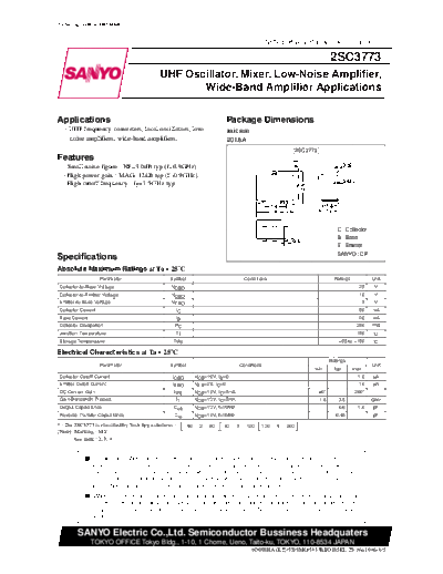 Sanyo 2sc3773  . Electronic Components Datasheets Active components Transistors Sanyo 2sc3773.pdf