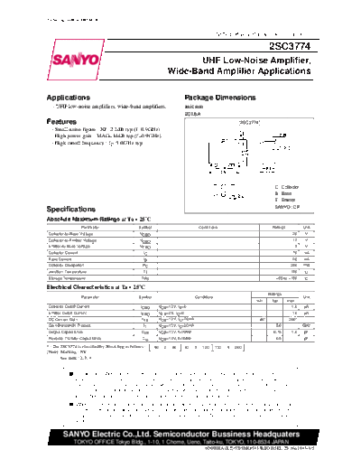 Sanyo 2sc3774  . Electronic Components Datasheets Active components Transistors Sanyo 2sc3774.pdf