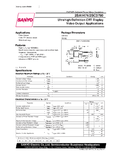 Sanyo 2sc3780  . Electronic Components Datasheets Active components Transistors Sanyo 2sc3780.pdf