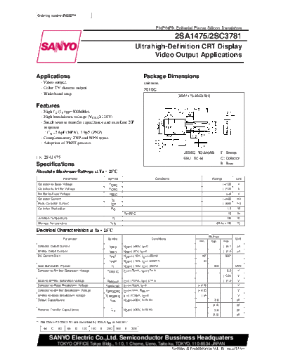 Sanyo 2sc3781  . Electronic Components Datasheets Active components Transistors Sanyo 2sc3781.pdf