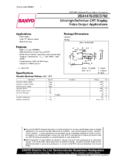 Sanyo 2sc3782  . Electronic Components Datasheets Active components Transistors Sanyo 2sc3782.pdf