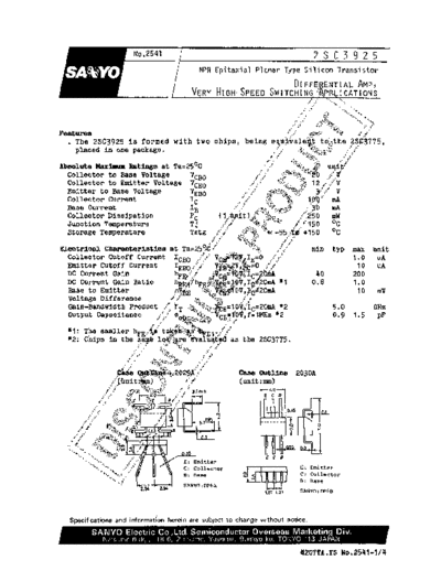 Sanyo 2sc3925  . Electronic Components Datasheets Active components Transistors Sanyo 2sc3925.pdf