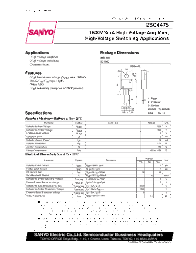 Sanyo 2sc4475  . Electronic Components Datasheets Active components Transistors Sanyo 2sc4475.pdf