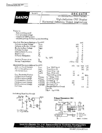 Sanyo 2sc4478  . Electronic Components Datasheets Active components Transistors Sanyo 2sc4478.pdf
