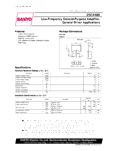 Sanyo 2sc4480  . Electronic Components Datasheets Active components Transistors Sanyo 2sc4480.pdf