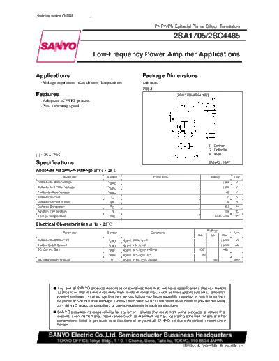 Sanyo 2sc4485  . Electronic Components Datasheets Active components Transistors Sanyo 2sc4485.pdf