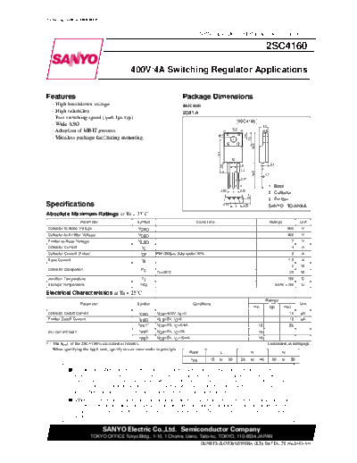 Sanyo 2sc4160  . Electronic Components Datasheets Active components Transistors Sanyo 2sc4160.pdf