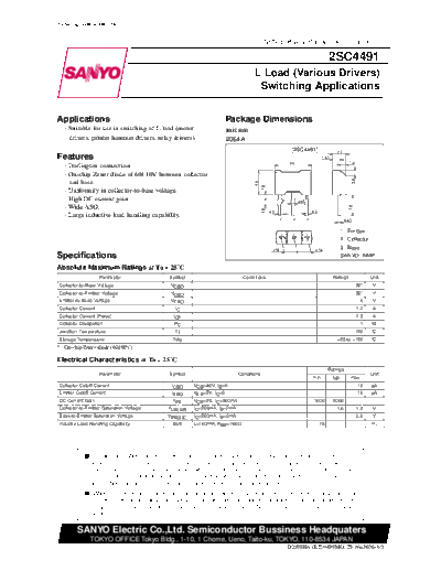 Sanyo 2sc4491  . Electronic Components Datasheets Active components Transistors Sanyo 2sc4491.pdf