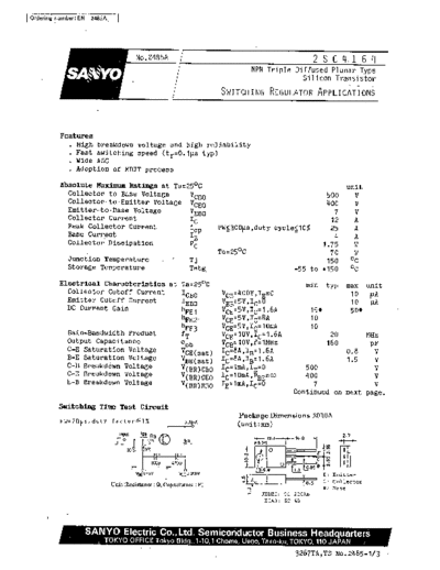 Sanyo 2sc4164  . Electronic Components Datasheets Active components Transistors Sanyo 2sc4164.pdf