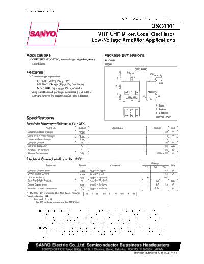 Sanyo 2sc4401  . Electronic Components Datasheets Active components Transistors Sanyo 2sc4401.pdf