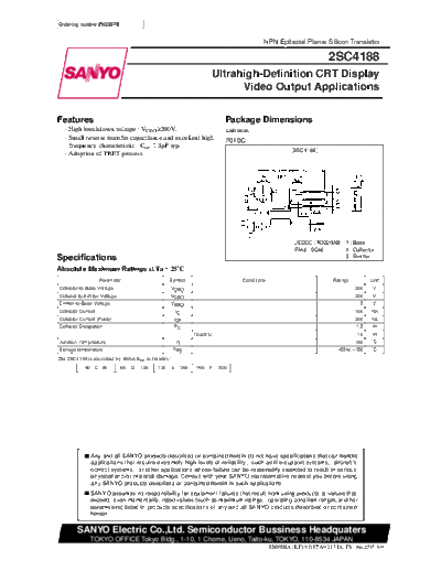 Sanyo 2sc4188  . Electronic Components Datasheets Active components Transistors Sanyo 2sc4188.pdf
