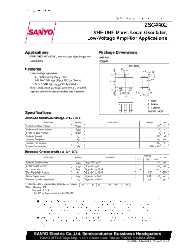 . Electronic Components Datasheets 2sc4402  . Electronic Components Datasheets Active components Transistors Sanyo 2sc4402.pdf