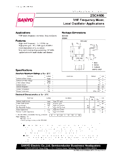 Sanyo 2sc4406  . Electronic Components Datasheets Active components Transistors Sanyo 2sc4406.pdf
