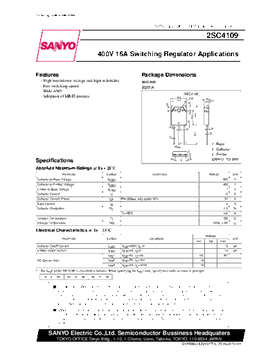 Sanyo 2sc4109  . Electronic Components Datasheets Active components Transistors Sanyo 2sc4109.pdf