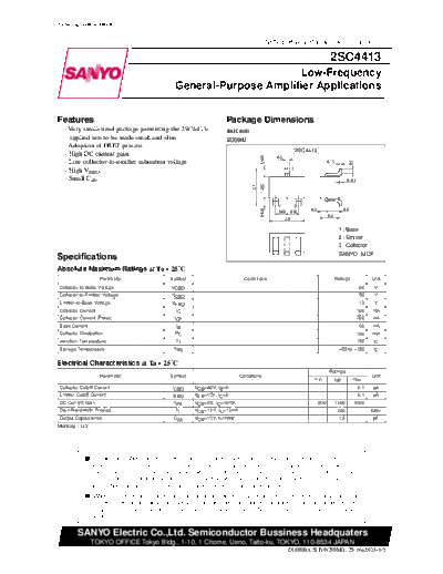 . Electronic Components Datasheets 2sc4413  . Electronic Components Datasheets Active components Transistors Sanyo 2sc4413.pdf
