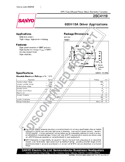 Sanyo 2sc4119  . Electronic Components Datasheets Active components Transistors Sanyo 2sc4119.pdf