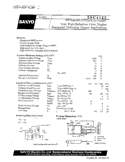 Sanyo 2sc4125  . Electronic Components Datasheets Active components Transistors Sanyo 2sc4125.pdf
