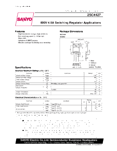 Sanyo 2sc4427  . Electronic Components Datasheets Active components Transistors Sanyo 2sc4427.pdf