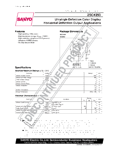 . Electronic Components Datasheets 2sc4293  . Electronic Components Datasheets Active components Transistors Sanyo 2sc4293.pdf