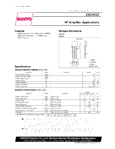 Sanyo 2sc4433  . Electronic Components Datasheets Active components Transistors Sanyo 2sc4433.pdf