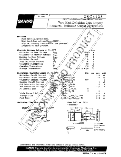 Sanyo 2sc4438  . Electronic Components Datasheets Active components Transistors Sanyo 2sc4438.pdf
