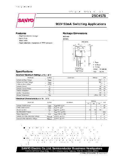 Sanyo 2sc4578  . Electronic Components Datasheets Active components Transistors Sanyo 2sc4578.pdf