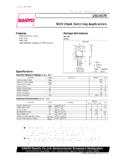 Sanyo 2sc4579  . Electronic Components Datasheets Active components Transistors Sanyo 2sc4579.pdf