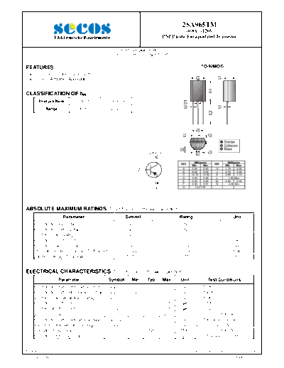 Secos 2sa965tm  . Electronic Components Datasheets Active components Transistors Secos 2sa965tm.pdf