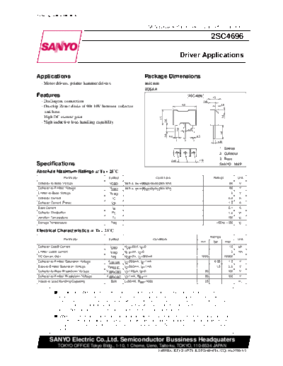 Sanyo 2sc4696  . Electronic Components Datasheets Active components Transistors Sanyo 2sc4696.pdf