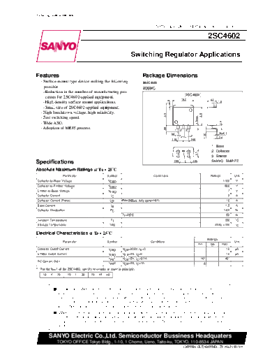 Sanyo 2sc4602  . Electronic Components Datasheets Active components Transistors Sanyo 2sc4602.pdf