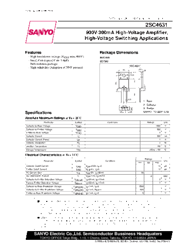 . Electronic Components Datasheets 2sc4631  . Electronic Components Datasheets Active components Transistors Sanyo 2sc4631.pdf