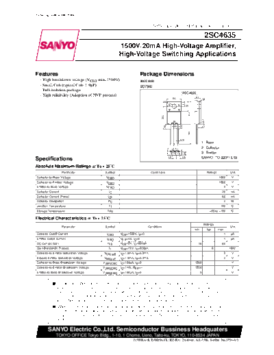 Sanyo 2sc4635  . Electronic Components Datasheets Active components Transistors Sanyo 2sc4635.pdf