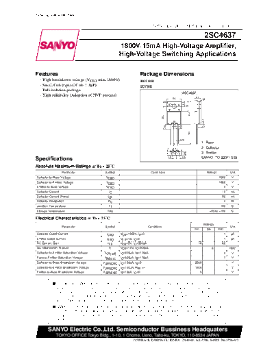 Sanyo 2sc4637  . Electronic Components Datasheets Active components Transistors Sanyo 2sc4637.pdf