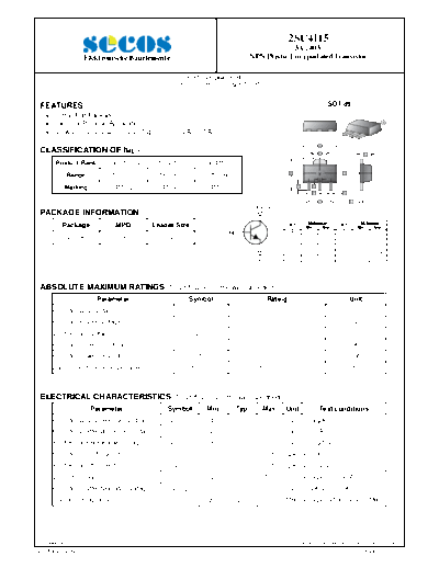 . Electronic Components Datasheets 2sc4115  . Electronic Components Datasheets Active components Transistors Secos 2sc4115.pdf