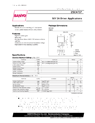 Sanyo 2sc4737  . Electronic Components Datasheets Active components Transistors Sanyo 2sc4737.pdf