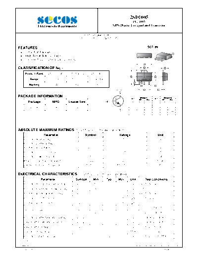 Secos 2sd1005  . Electronic Components Datasheets Active components Transistors Secos 2sd1005.pdf