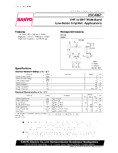 Sanyo 2sc4867  . Electronic Components Datasheets Active components Transistors Sanyo 2sc4867.pdf