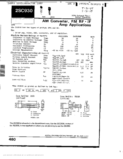 . Electronic Components Datasheets 2sc930  . Electronic Components Datasheets Active components Transistors Sanyo 2sc930.pdf