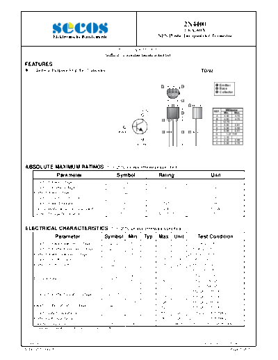 Secos 2n4400  . Electronic Components Datasheets Active components Transistors Secos 2n4400.pdf